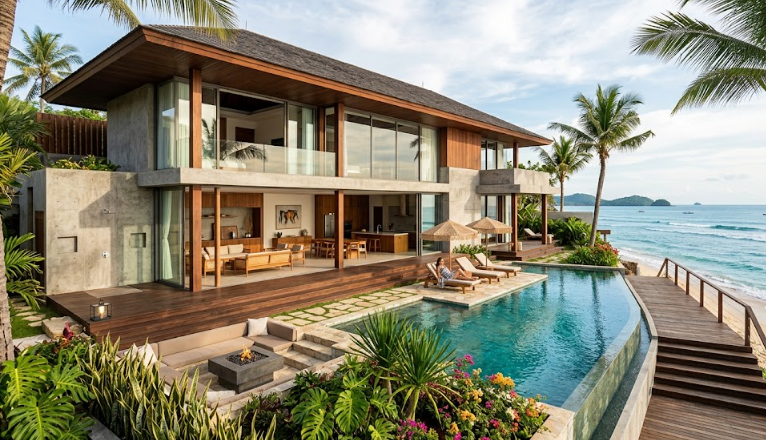 Desain Rumah Dekat Laut di Ubud Bali: Menyatukan Keindahan Pesisir dan Ketenangan Tropis