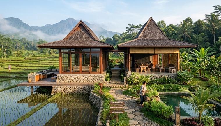 Desain Rumah Pedesaan yang Asri di Cianjur: Keharmonisan Alam dan Hunian